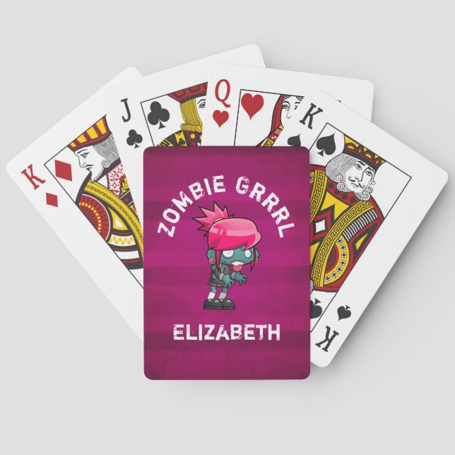 Jeu De Cartes Cute Punk Rock Zombie Grrl Personnalisé (dos)