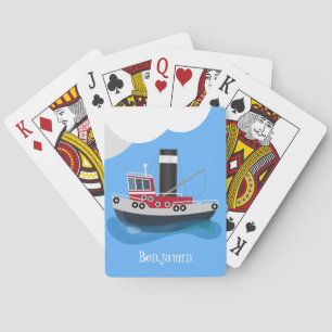 Jeu De Cartes Cute red fishing trawler boat cartoon