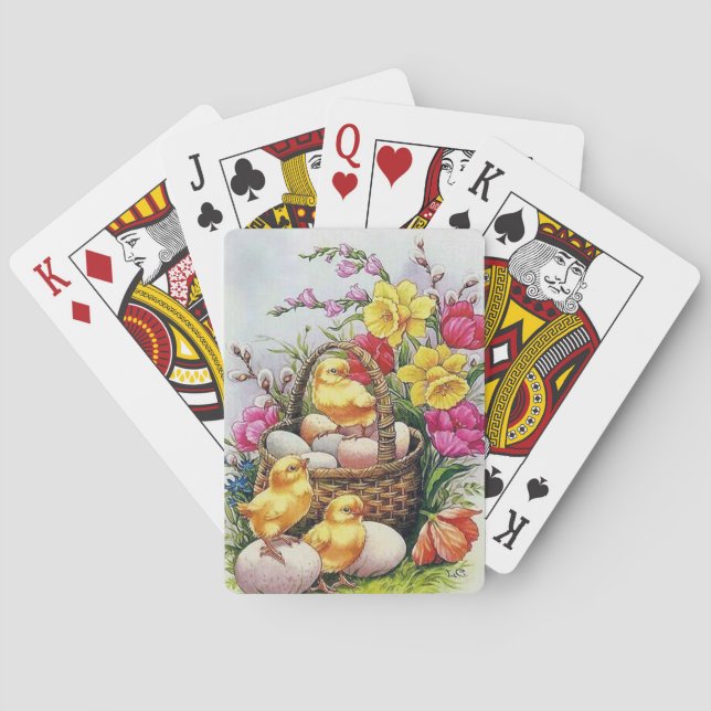 Jeu De Cartes Cute retro vintage Easter chicks (dos)
