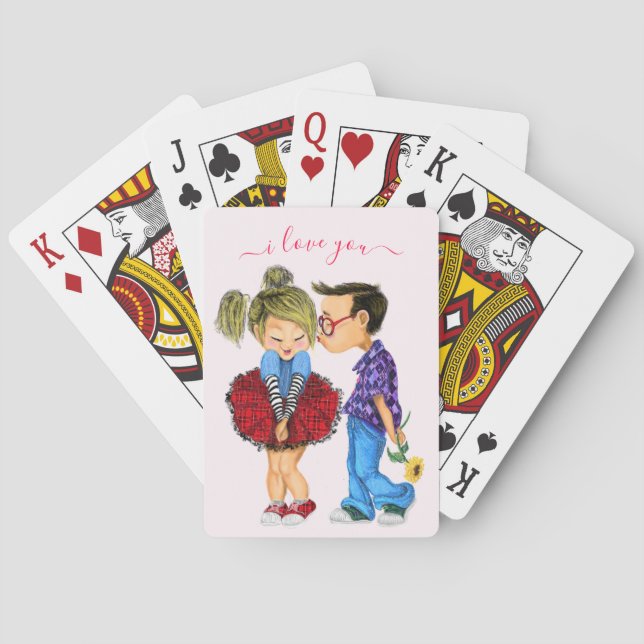 Jeu De Cartes Cute Romantic Couple Love - Valentine's Day Kiss (dos)