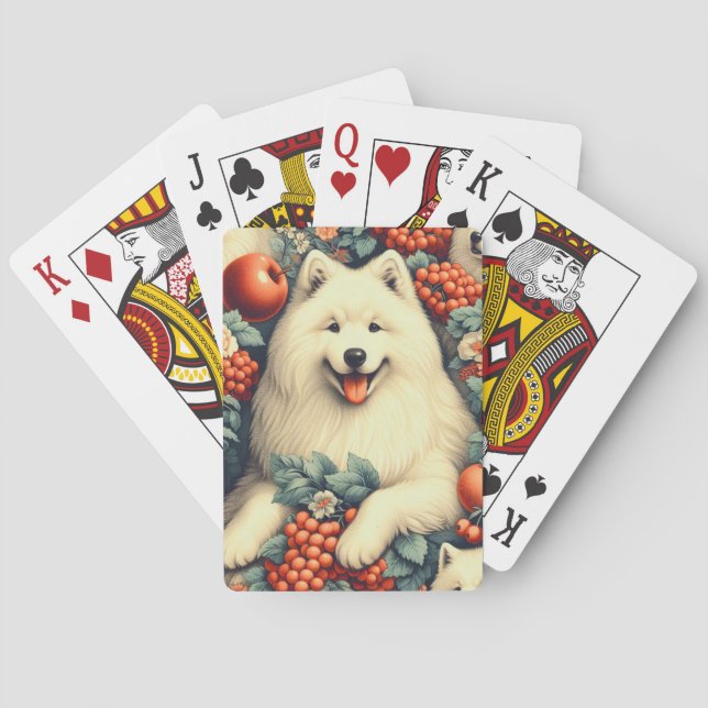 Jeu De Cartes Cute Samoyed Floral Peinture (dos)