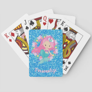 Jeu De Cartes Cute sirène rose Parties scintillant bleue personn