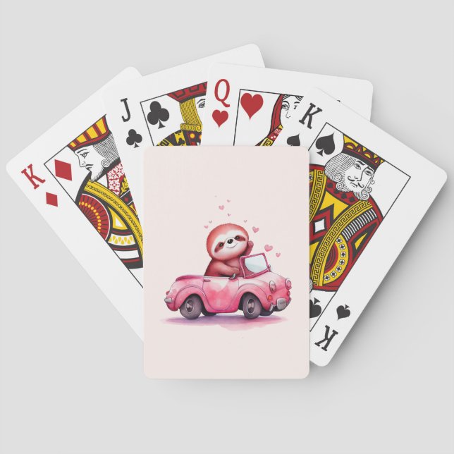Jeu De Cartes Cute Sloth Driving a Pink Convertible (dos)