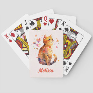 Jeu De Cartes Cute Tabby Chat avec Coeurs