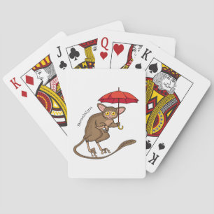 Jeu De Cartes Cute Tarsier avec dessin animé parapluie