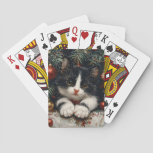 Jeu De Cartes Cute Tuxedo Kitten Christmas Chat Art