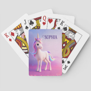Jeu De Cartes Cute Unicorne Blanche Avec Rose & Bleu Mane