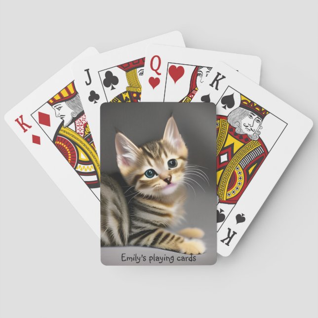 Jeu De Cartes Cute velouté tabby chaton - personnalisable (dos)