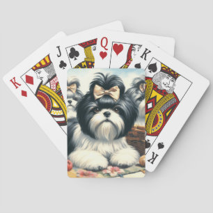 Jeu De Cartes Cute Vintage peinture Shih-Tzu