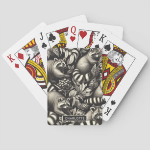 Jeu De Cartes Cute Vintage Racoon sans couture