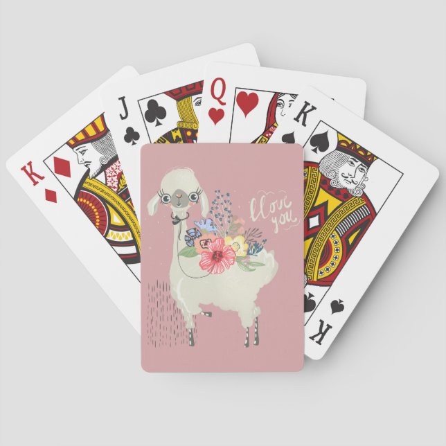 Jeu De Cartes Cute Whimsical Moderne Llama Je Vous Aime (dos)