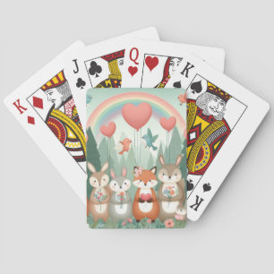 Jeu De Cartes Cute Woodland Creature arc-en-ciel valentine's