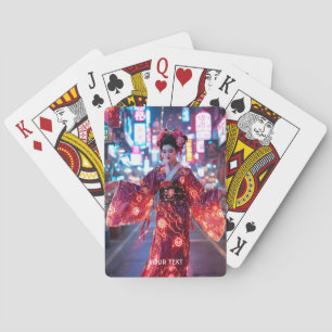 Jeu De Cartes Cyber-kimono rouge mignon Imaginaire
