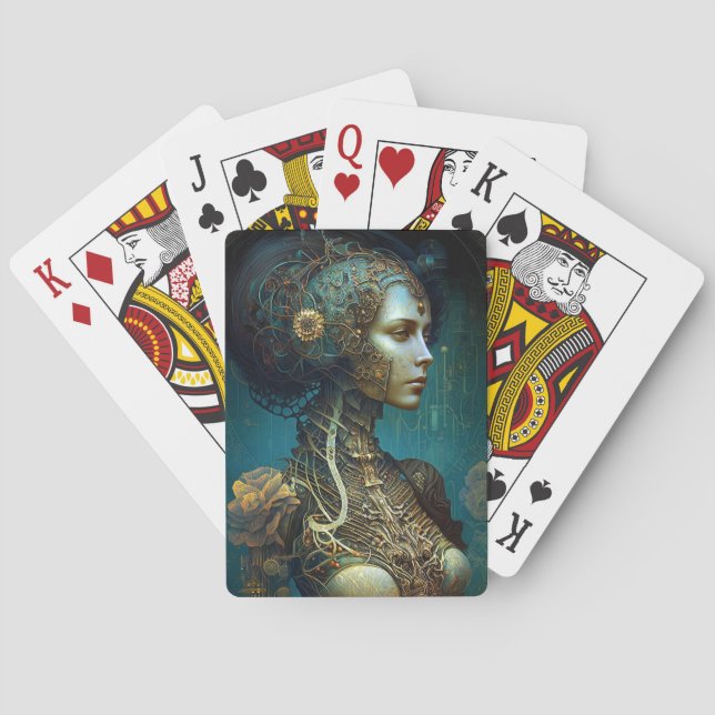 Jeu De Cartes Cyborg Femme Imaginaire Sci-Fi Art (dos)
