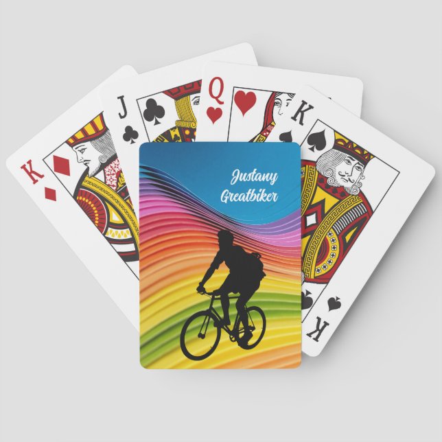 Jeu De Cartes Cyclisme / Vélo avec Biker Silhouette personnalise (dos)