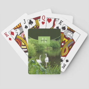 Jeu De Cartes Cygnes sur le lac Vert Monogramme Classic Cartes d