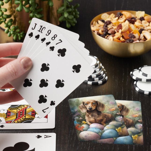 Jeu De Cartes Dachshund avec œufs de Pâques (In Situ)