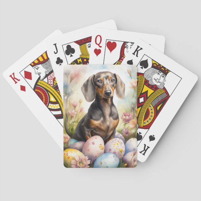 Jeu De Cartes Dachshund avec œufs de Pâques (dos)