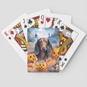Jeu De Cartes Dachshund Halloween avec citrouilles épouvantables