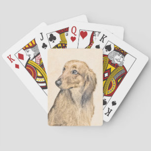 Jeu De Cartes Dachshund (Longhaerien) Peinture - Art Chien origi