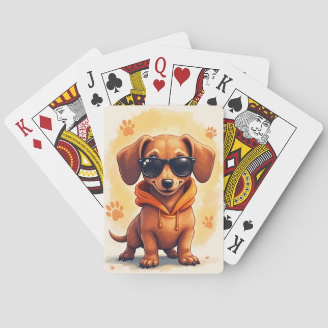 Jeu De Cartes Dachshund Mignon Kawaii Drôle (dos)