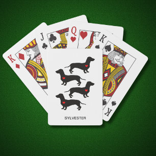 Jeu De Cartes Dachshund Saucisson Chien Red Heart Nom personnali