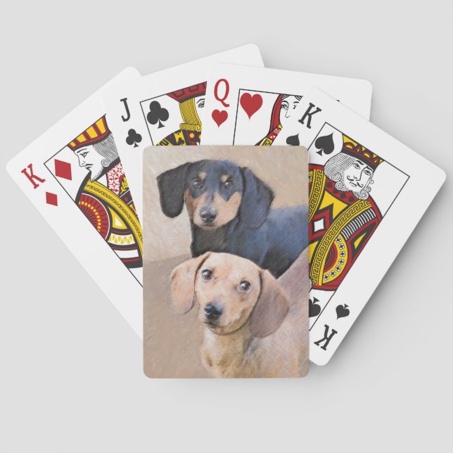 Jeu De Cartes Dachshund (Smooth) Peinture - Art Chien original (dos)