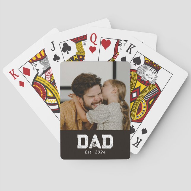 Jeu De Cartes Dad Established Black Modern Bold Photo (dos)