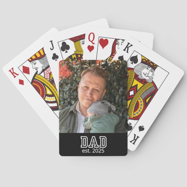 Jeu De Cartes Dad Established Custom Year Photo Father Keepsake (dos)