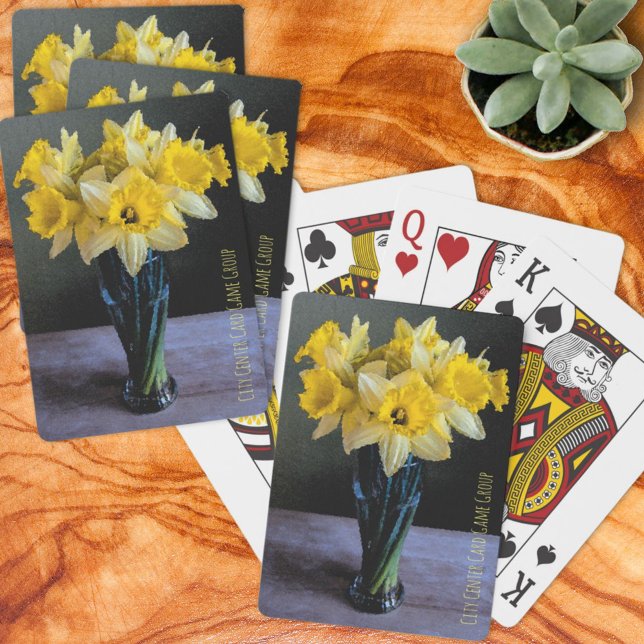 Jeu De Cartes Daffodiques Jaunes Vibrantes Personnalisées Encore (Personalize a deck of playing cards for the family, card game group or as a birthday gift. )