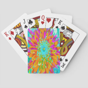 Jeu De Cartes Dahlia Décoratif Orange Tropical et Rose Chaud