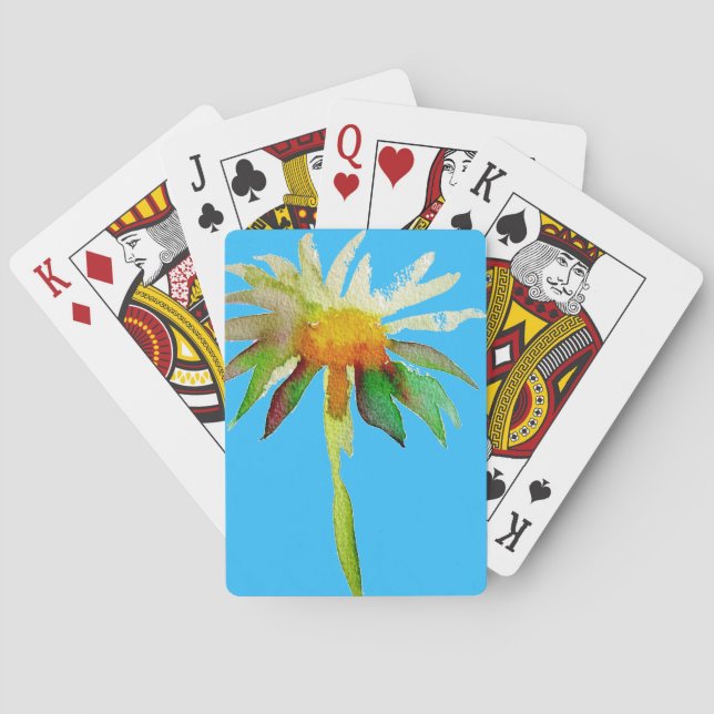 Jeu De Cartes Daisy Blue Modern Art fleur (dos)