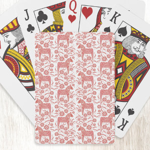 Jeu De Cartes Dala suédois Cheval Rouge et Blanc Art populaire