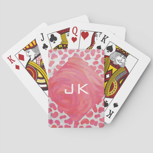 Jeu De Cartes Dalmatie rose et blanc avec monogramme (dos)
