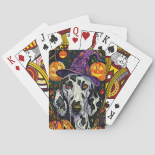 Jeu De Cartes Dalmatien effrayant, sorcière d'Halloween et citro