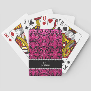 Jeu De Cartes Damassé au néon noire nommée faite sur commande de