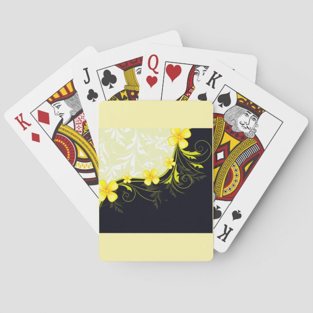 Jeu De Cartes Damassé floral jaune élégant (dos)