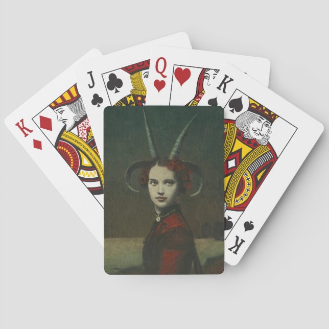 Jeu De Cartes Dame à la corne en rouge (dos)