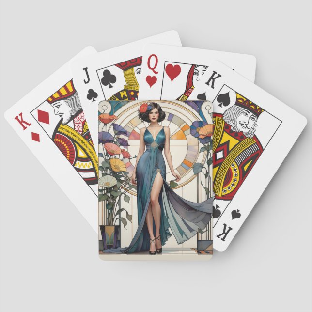 Jeu De Cartes Dame Art Déco Glamour (dos)