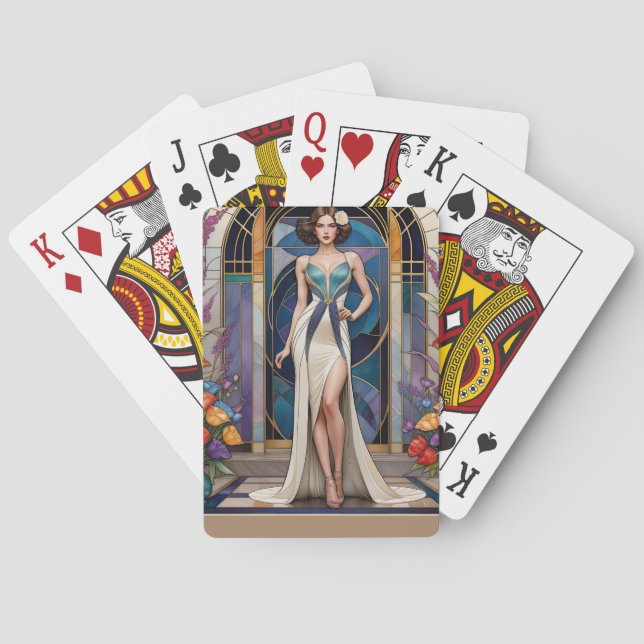 Jeu De Cartes Dame de Glamour Art Déco  (dos)