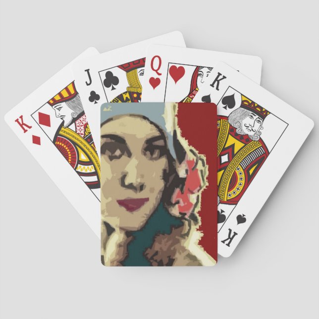 Jeu De Cartes Dame des années 1920 au chapeau bleu Pop Art (dos)
