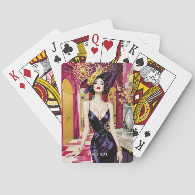 Jeu De Cartes Dame Fantastique Mignonne Art Déco (dos)