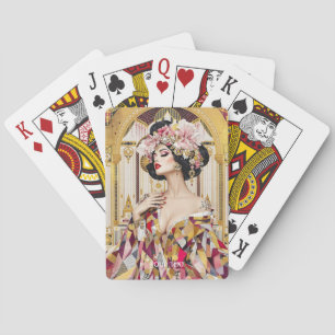 Jeu De Cartes Dame mignonne de fantaisie Art déco