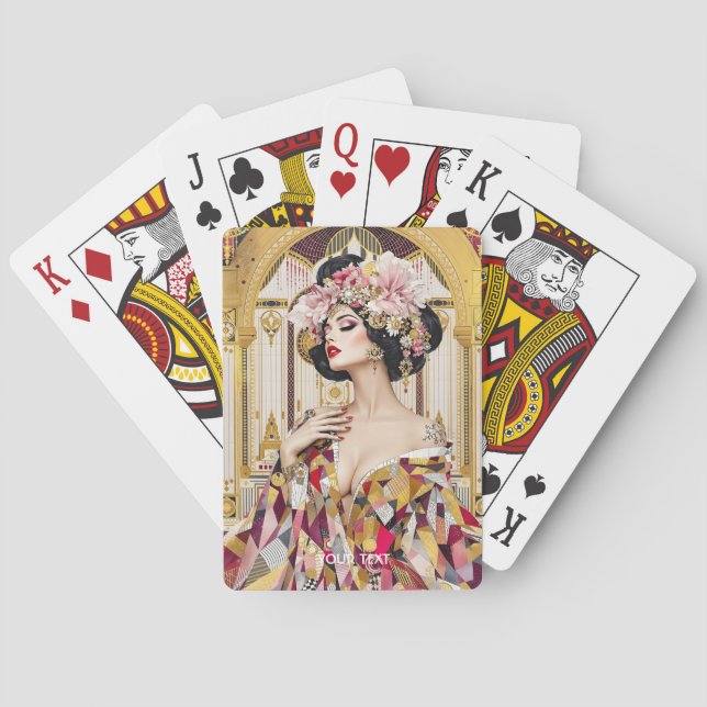 Jeu De Cartes Dame mignonne de fantaisie Art déco (dos)