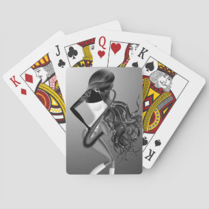 Jeu De Cartes Dame Saxophoniste Jouant aux Cartes