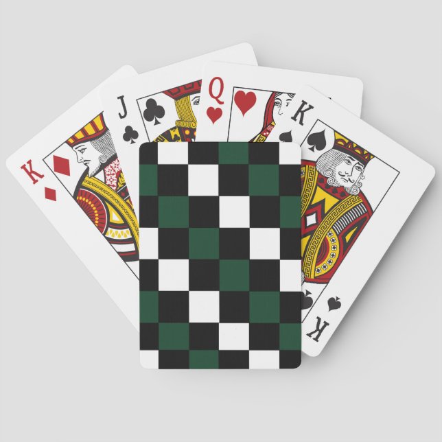 Jeu De Cartes Damier Blanc Noir Vert Dames (dos)