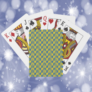 Jeu De Cartes Damier bleu et or du contour du Delaware