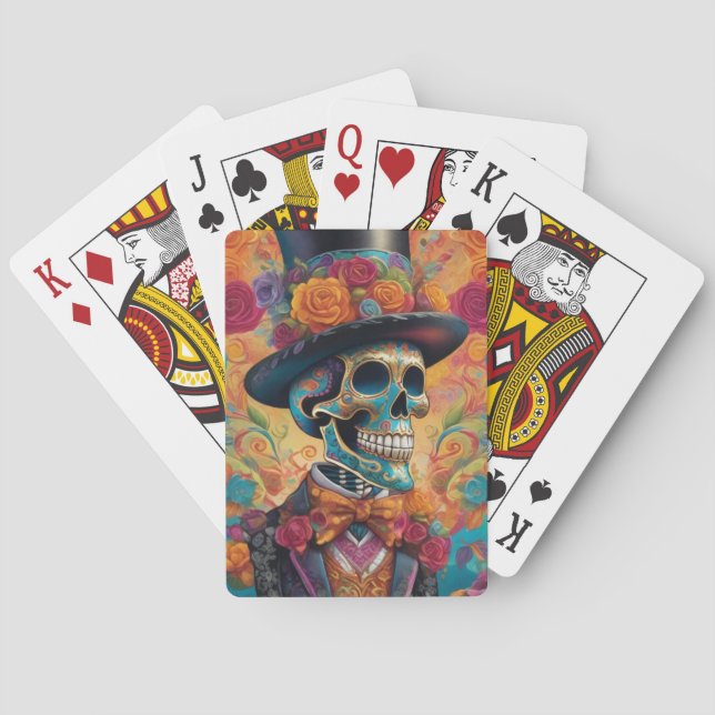 Jeu De Cartes Dapper Skeleton Elégance : Jour des morts (dos)