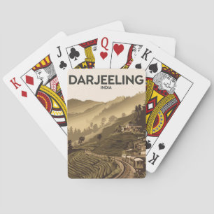 Jeu De Cartes Darjeeling Inde Illustration Voyage Art Vintage