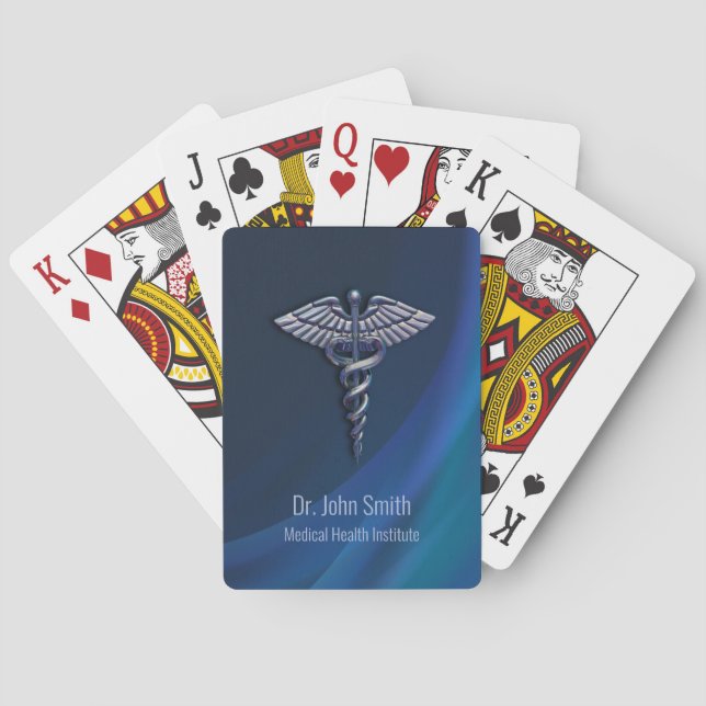 Jeu De Cartes Dark Holographic 3D Chrome Médicale Caduceus (dos)